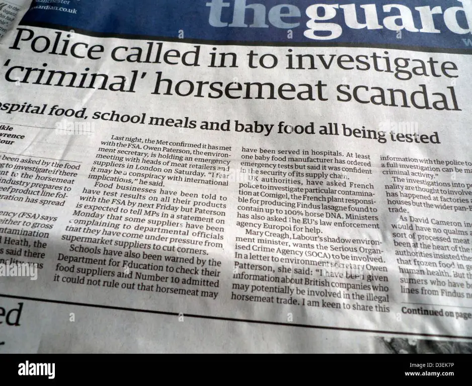 2013 uk horse meat scandal news headlines