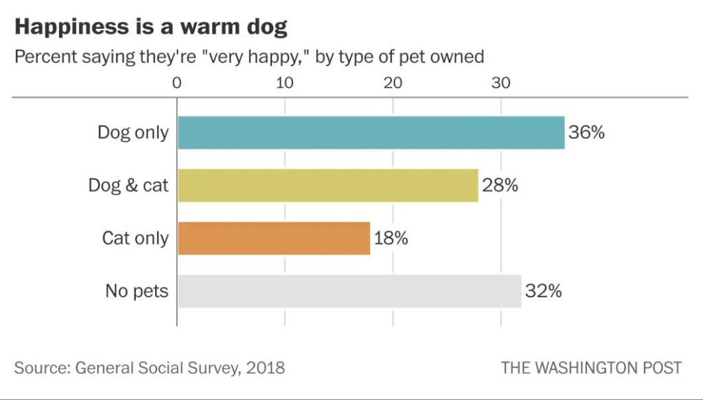 a chart showing higher happiness levels for dog owners