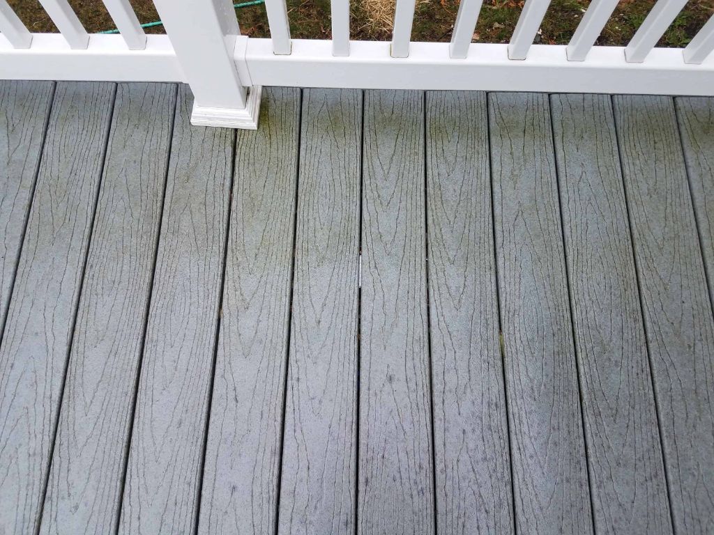 a composite deck free of mold and mildew growth