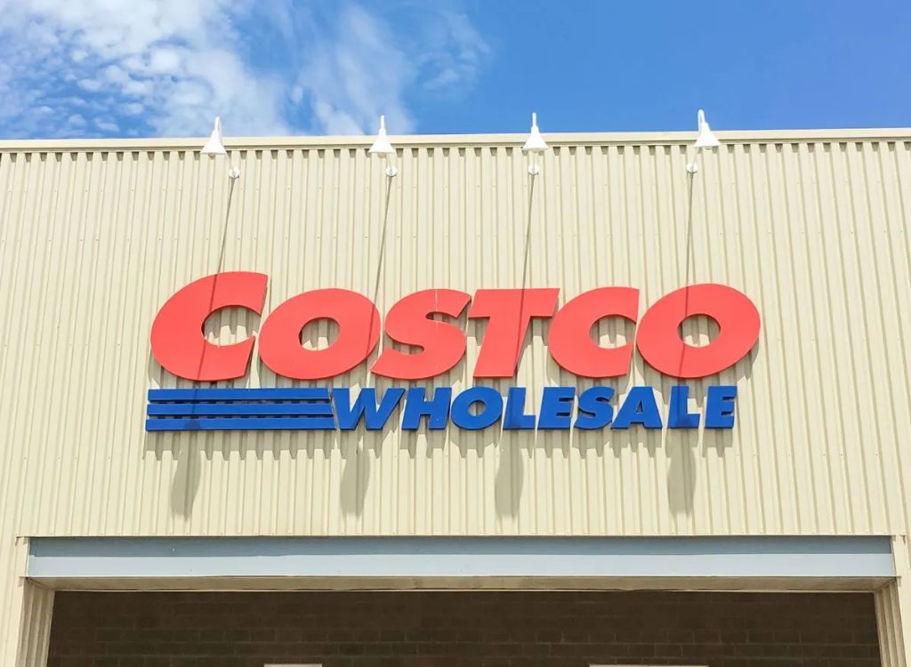 a costco warehouse exterior with the company logo.