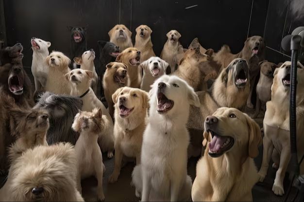 a crowd enthusiastically singing along to 'who let the dogs out' at a concert.