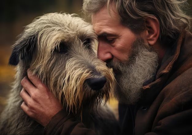 a dog nuzzling its owner affectionately