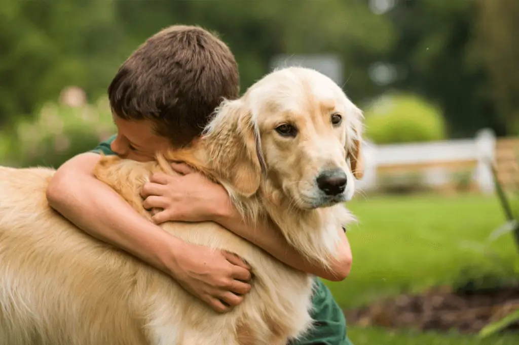 a family embracing and saying goodbye to their pet dog before a scheduled euthanasia appointment