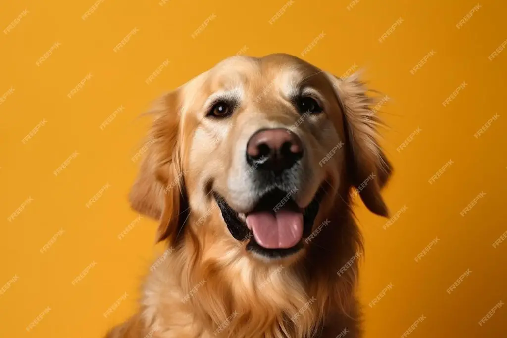 a golden retriever smiling