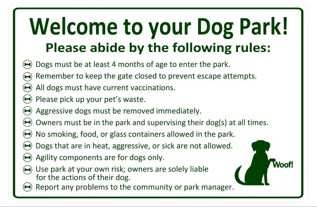 a park sign displaying the main rules and regulations