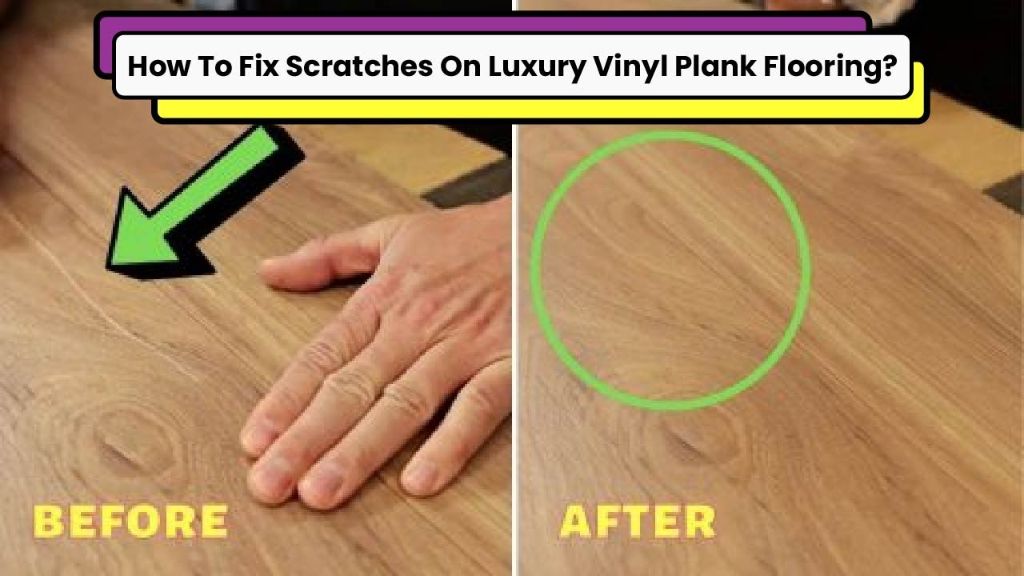 a person applying scratch repair wax to a damaged area of vinyl plank flooring.