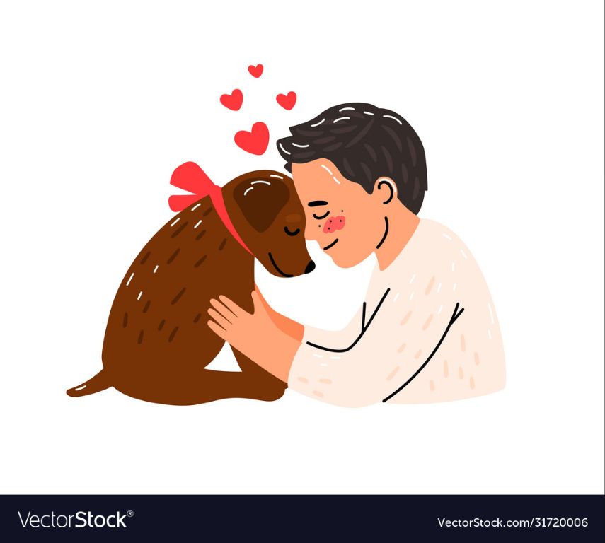 a person hugging a dog affectionately