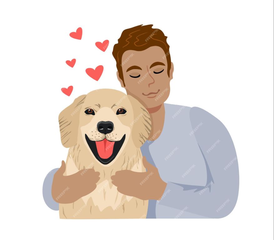 a person hugging a dog