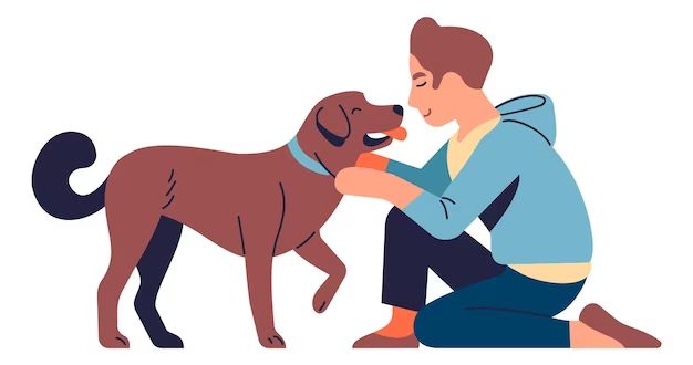 a person petting a dog