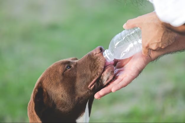 a sick dog refusing to drink slimy water