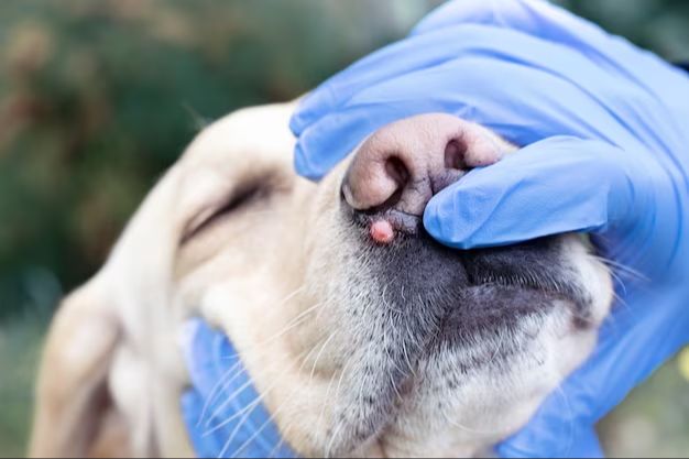 a vet performing a biopsy on a dog