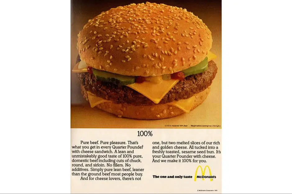 advertisement showing the big mac burger when it was first introduced in the late 1960s.