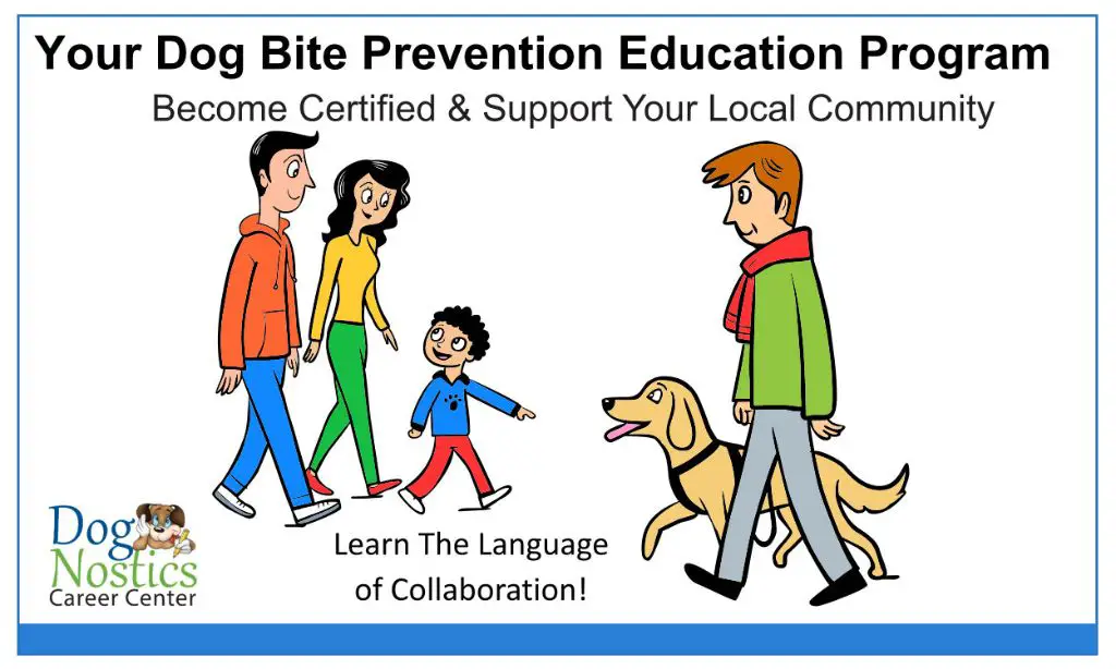 an advertisement for a dog bite prevention education program