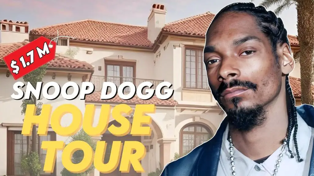 an image of snoop dogg in front of his $17 million mansion 