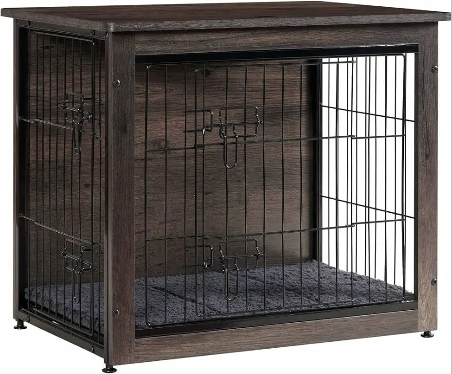 an old fashioned wooden dog crate from the early 20th century