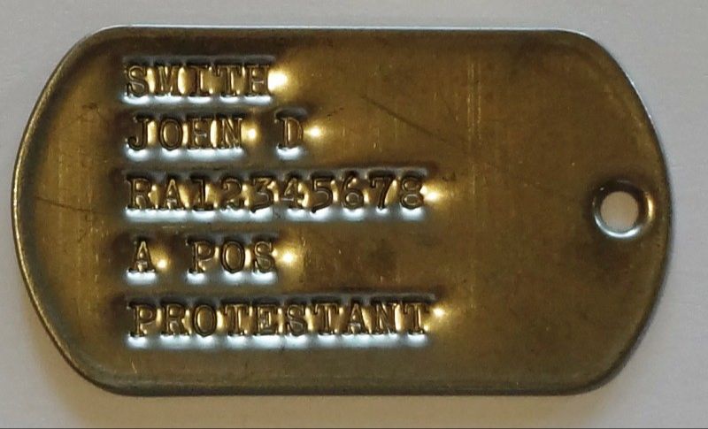 army service number format on dog tag