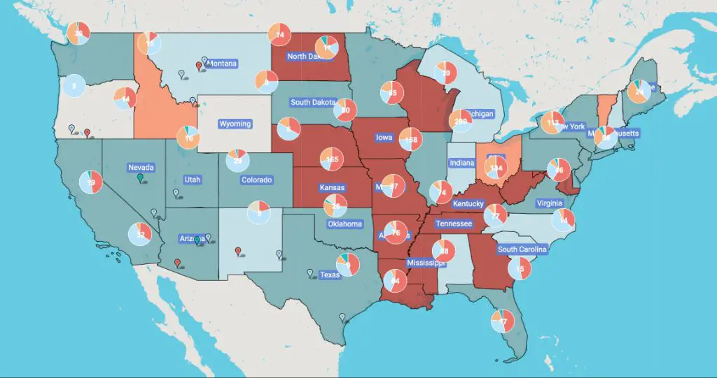 different state laws represented on a map