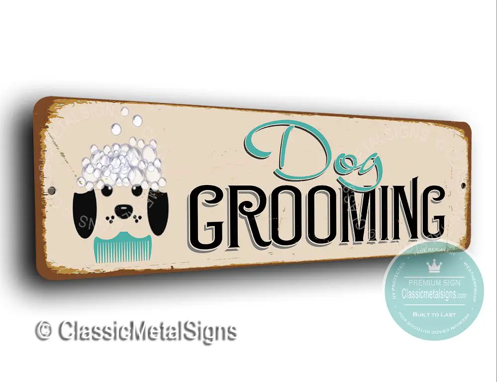 dog grooming safety sign