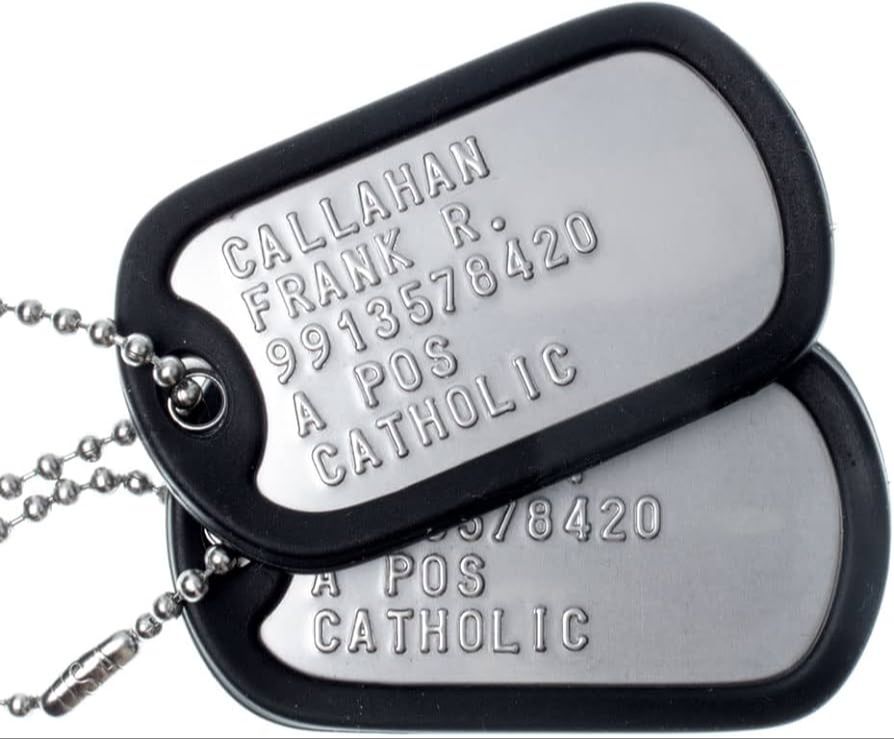 dog tags with soldier's name and service number