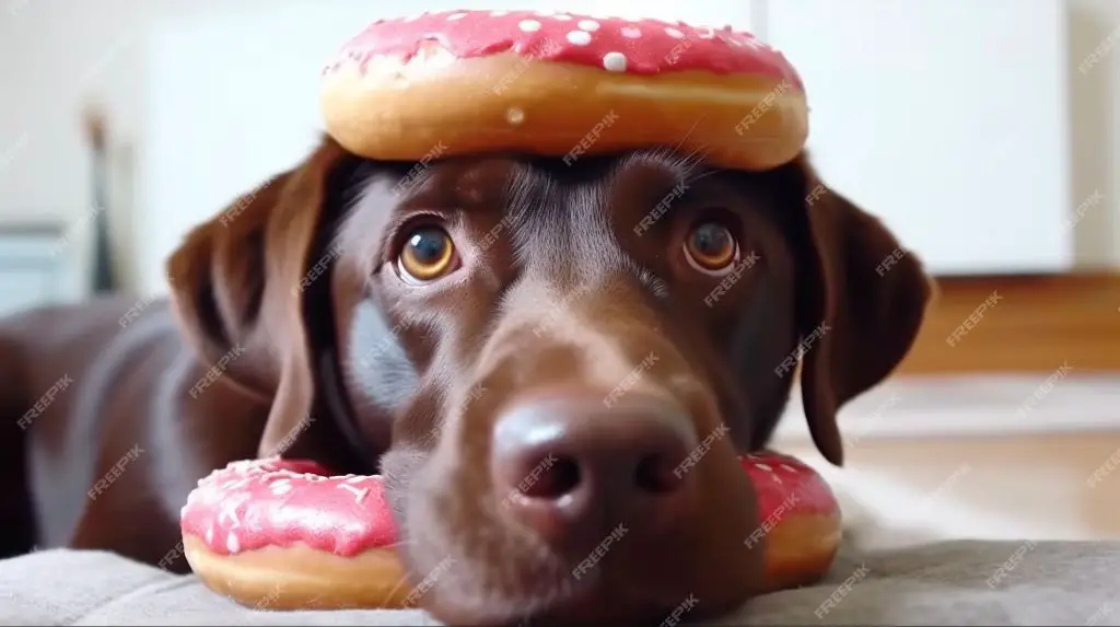 dog wearing donut collar