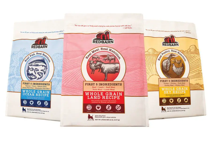 dry dog food kibble containing whole grains
