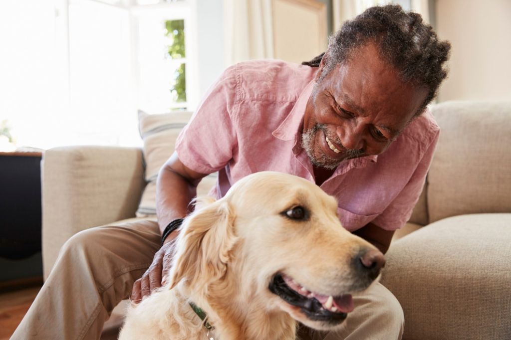 elderly person with dog