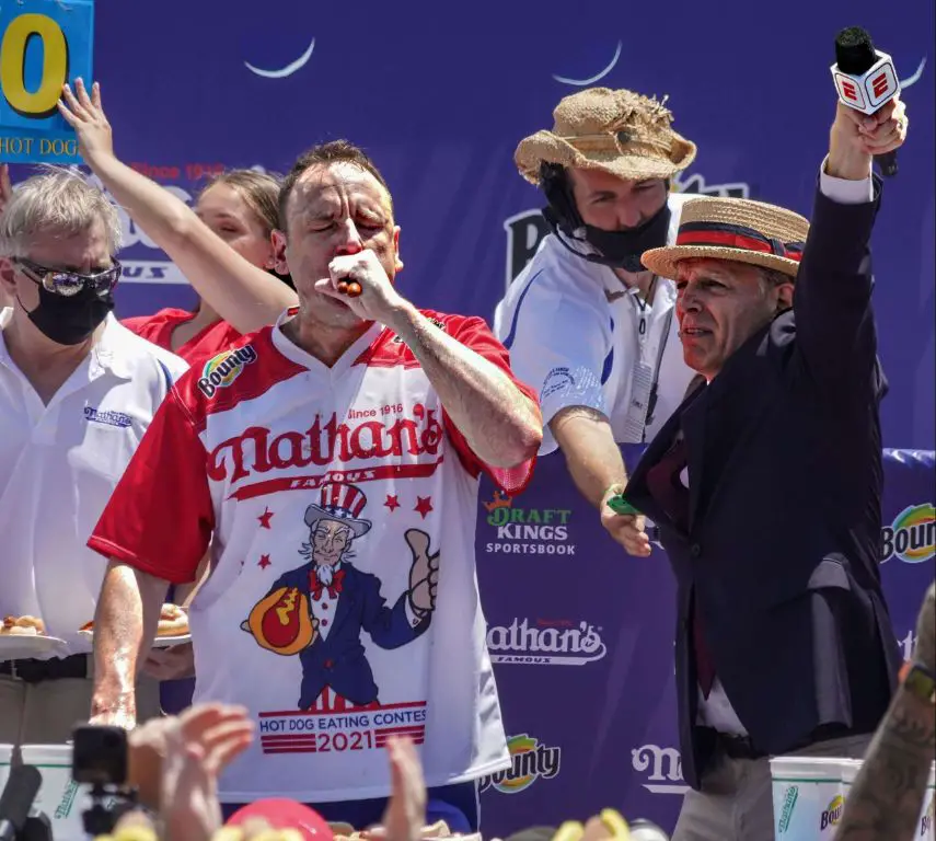 joey chestnut hiking and enjoying the outdoors in his free time.