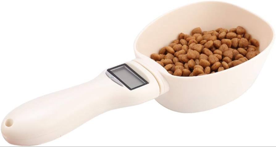 measuring cups containing dry dog food