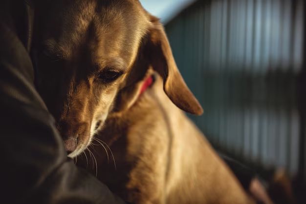 owner comforting anxious dog with obsessive habits