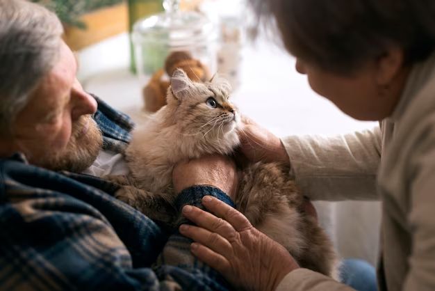 owner providing palliative care to comfort dog with cancer