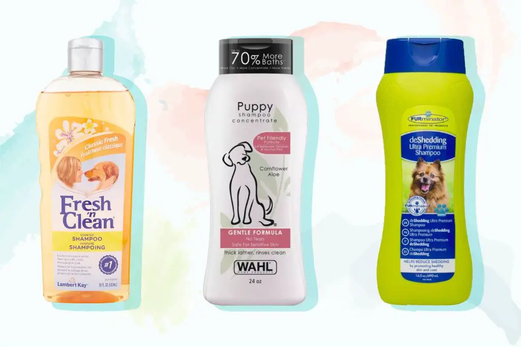 popular brands of professional dog shampoo shown