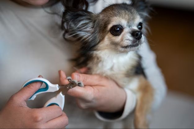 preparing dog for nail trim