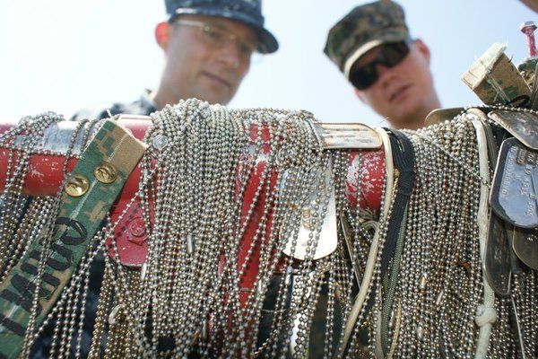 soldier wearing dog tags in training